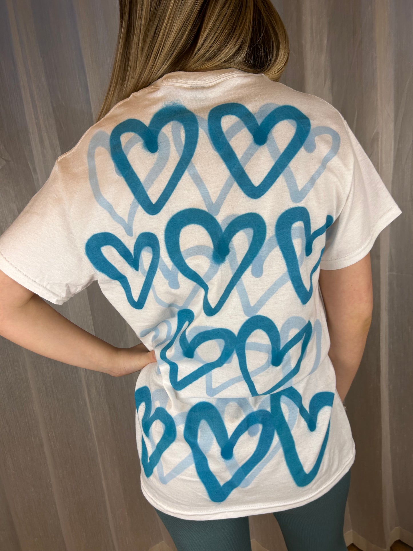 T Shirt with Green Graffiti Heart Spray