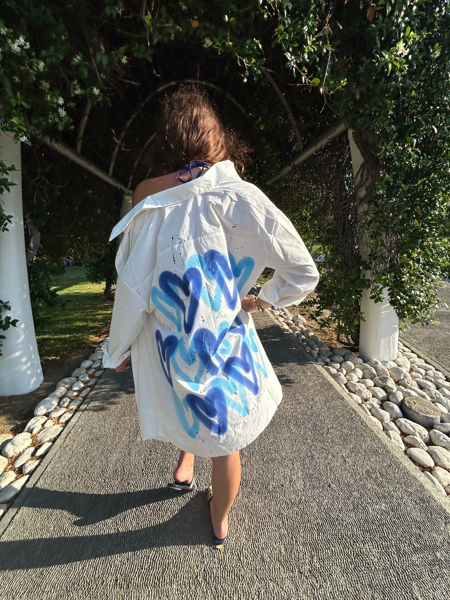 Beach Cover Up/Kaftan Spray Hearts