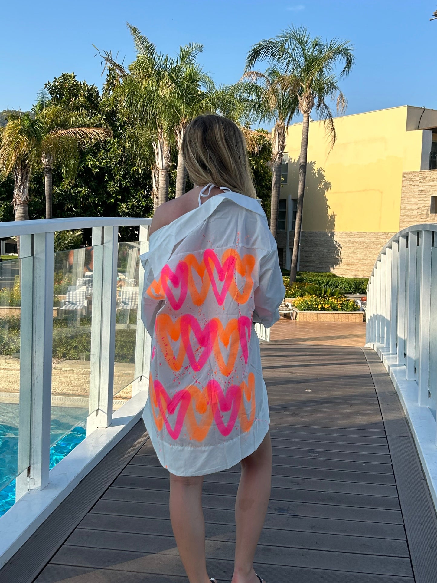 Beach Cover Up/Kaftan Spray Hearts