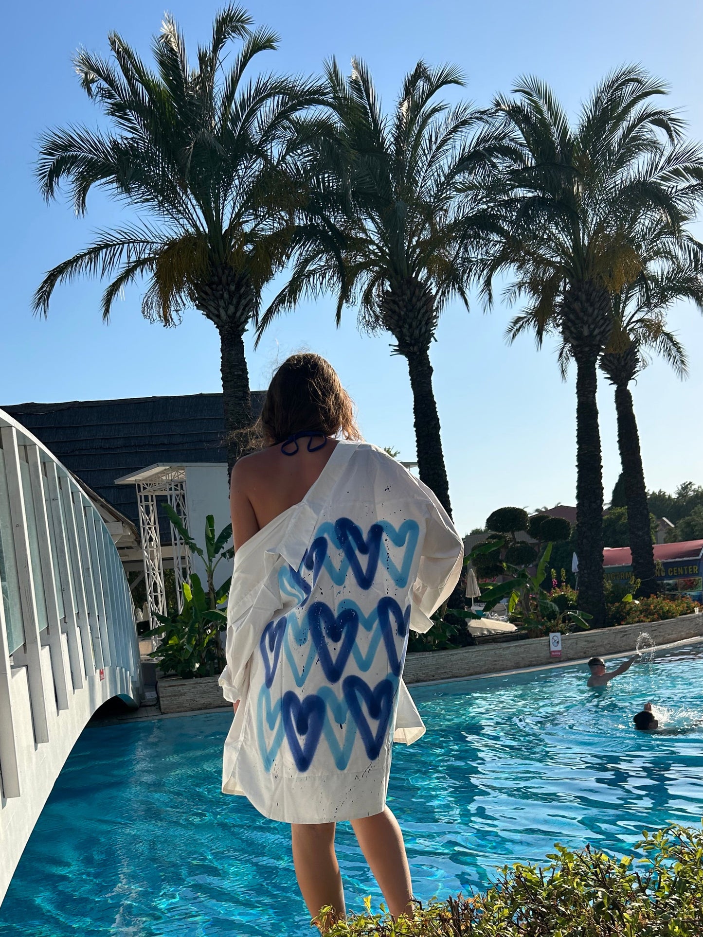 Beach Cover Up/Kaftan Spray Hearts