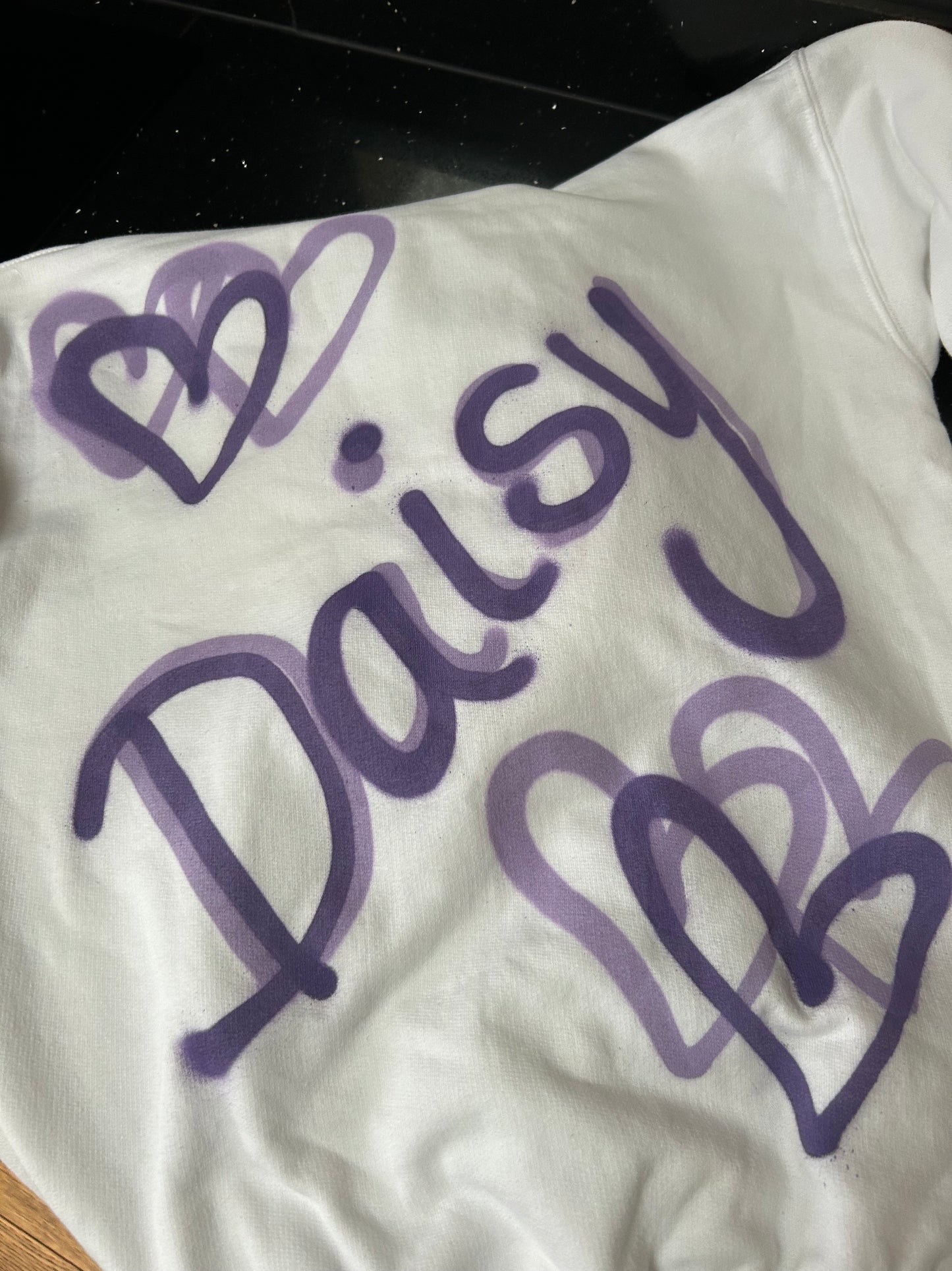 Personal NAME Graffiti Spray Hoodie with Hearts - Various Colours
