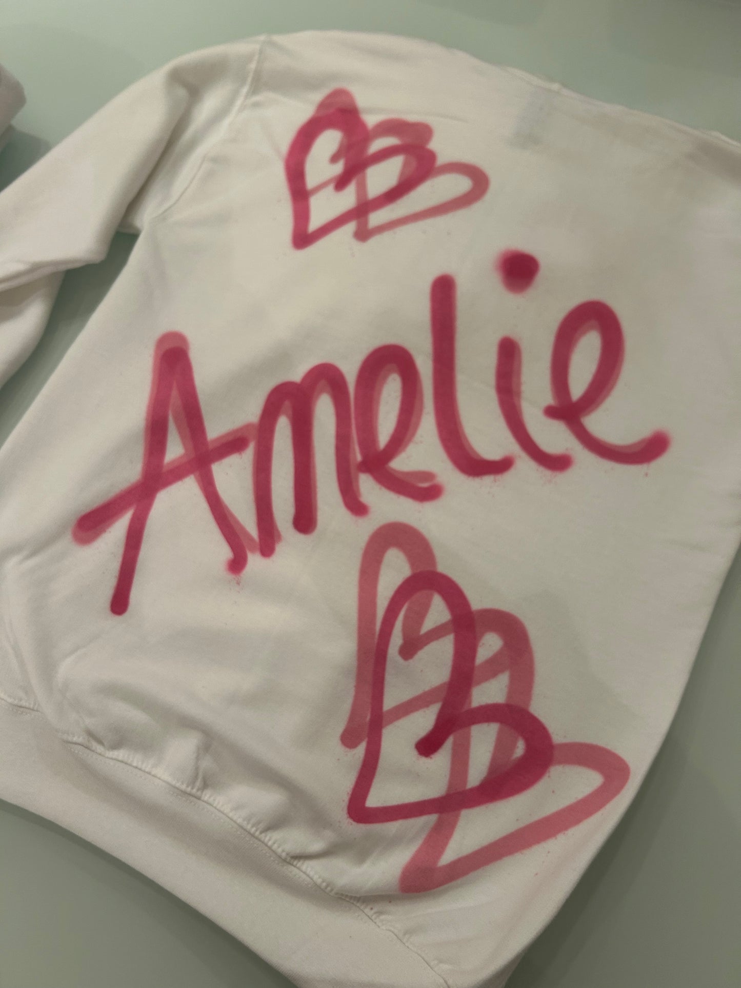 Personal NAME Graffiti Spray Hoodie with Hearts - Various Colours