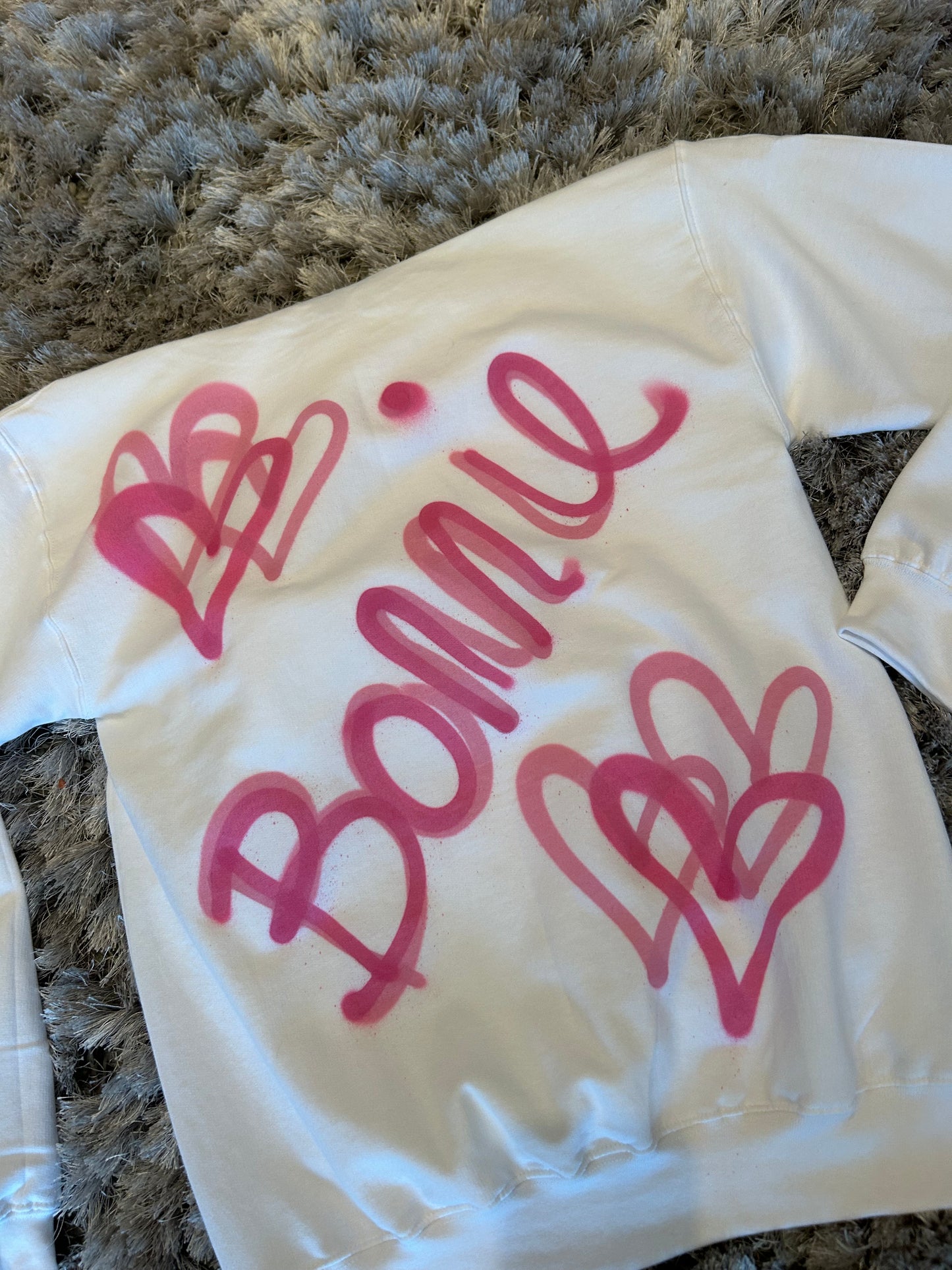 Personal NAME Graffiti Spray Hoodie with Hearts - Various Colours