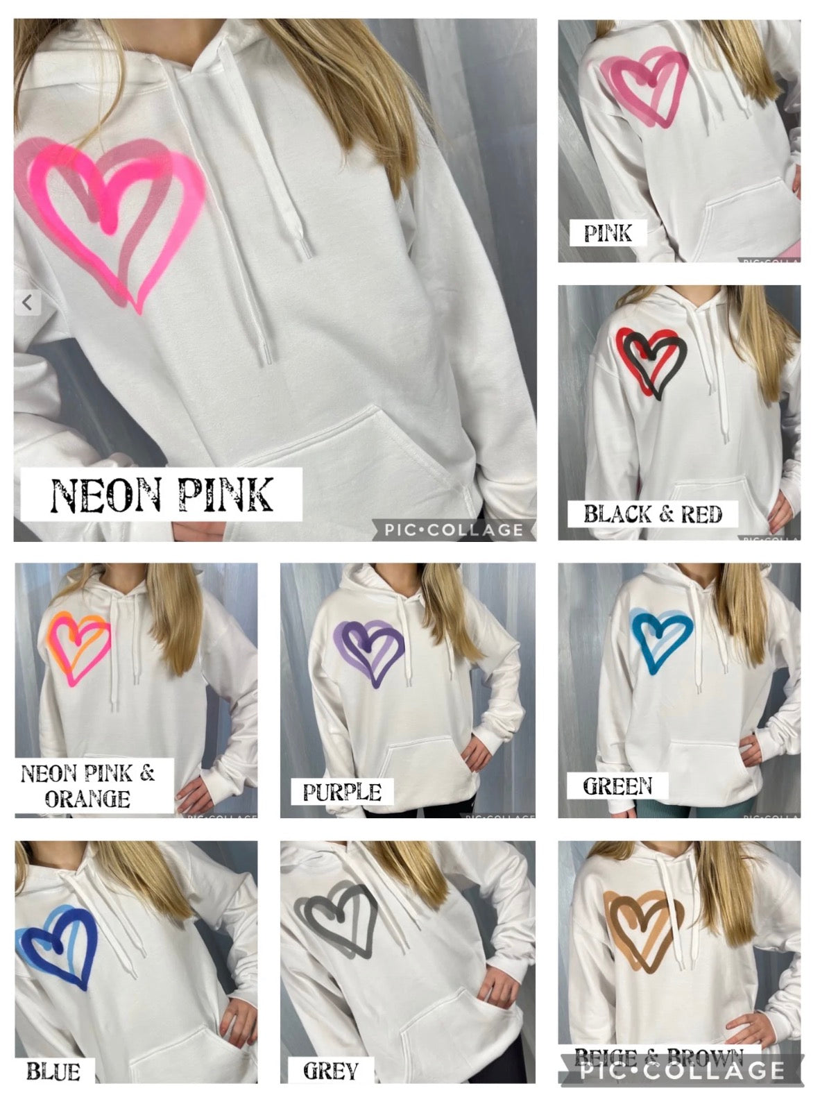 Personal NAME Graffiti Spray Hoodie with Hearts - Various Colours