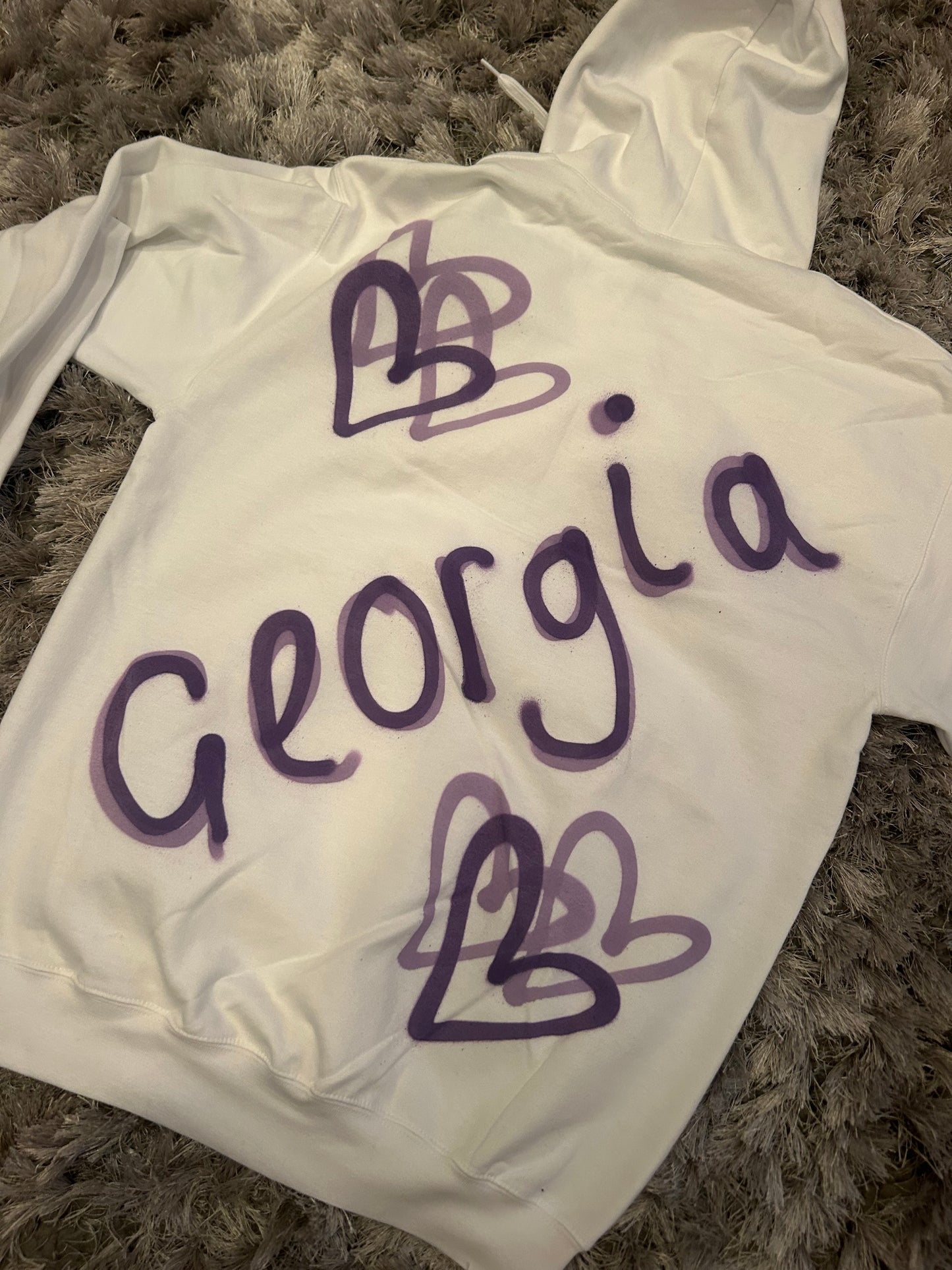 Personal NAME Graffiti Spray Hoodie with Hearts - Various Colours