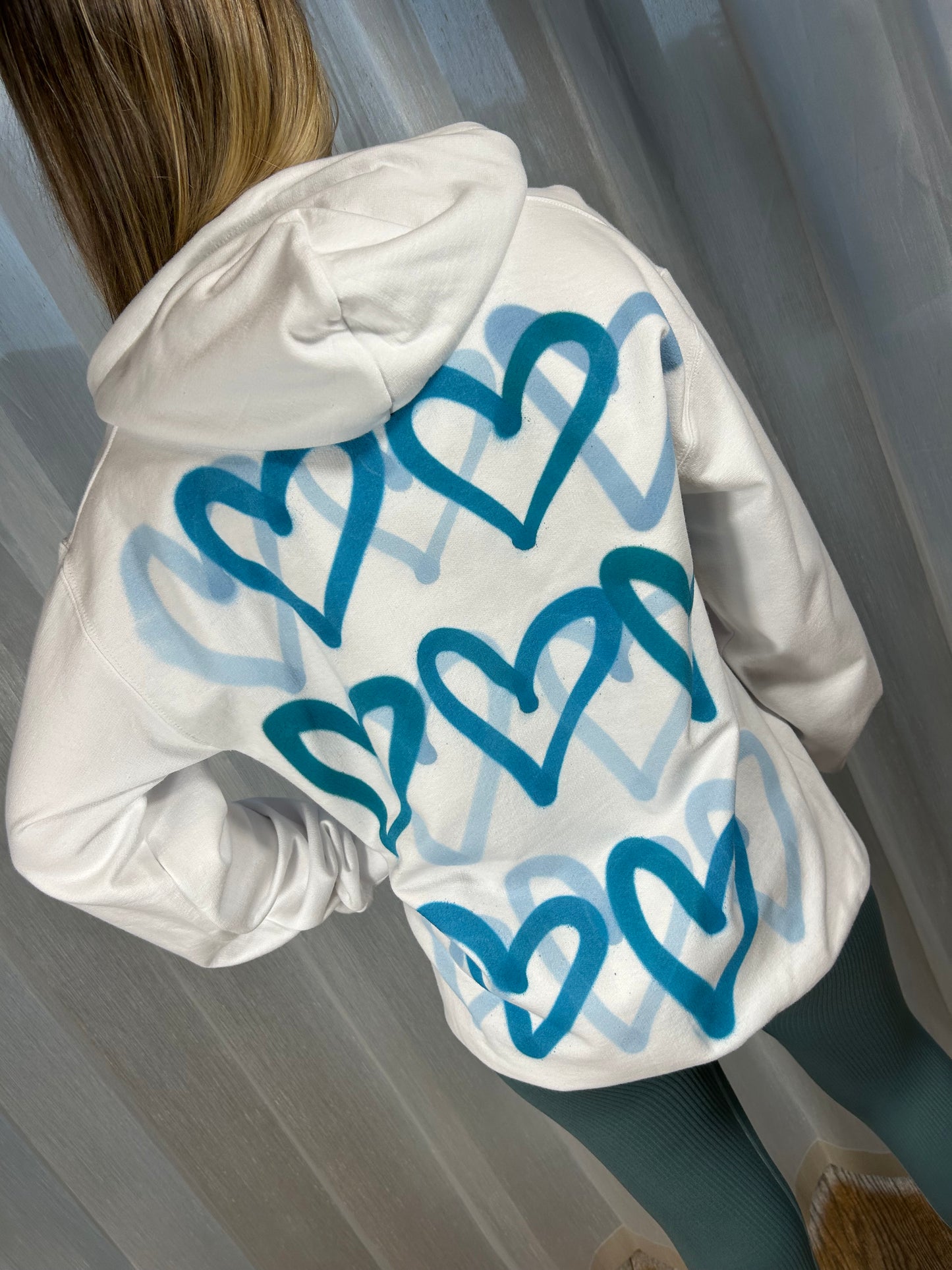 Hoodie with Green Heart Graffiti Spray