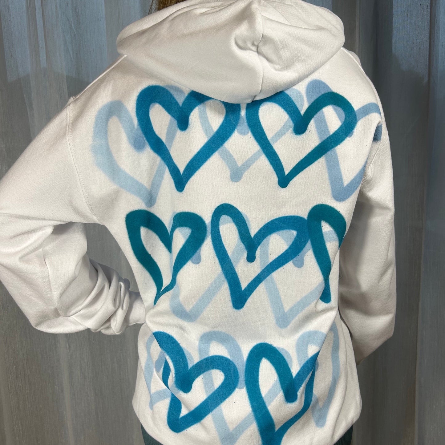 Hoodie with Green Heart Graffiti Spray