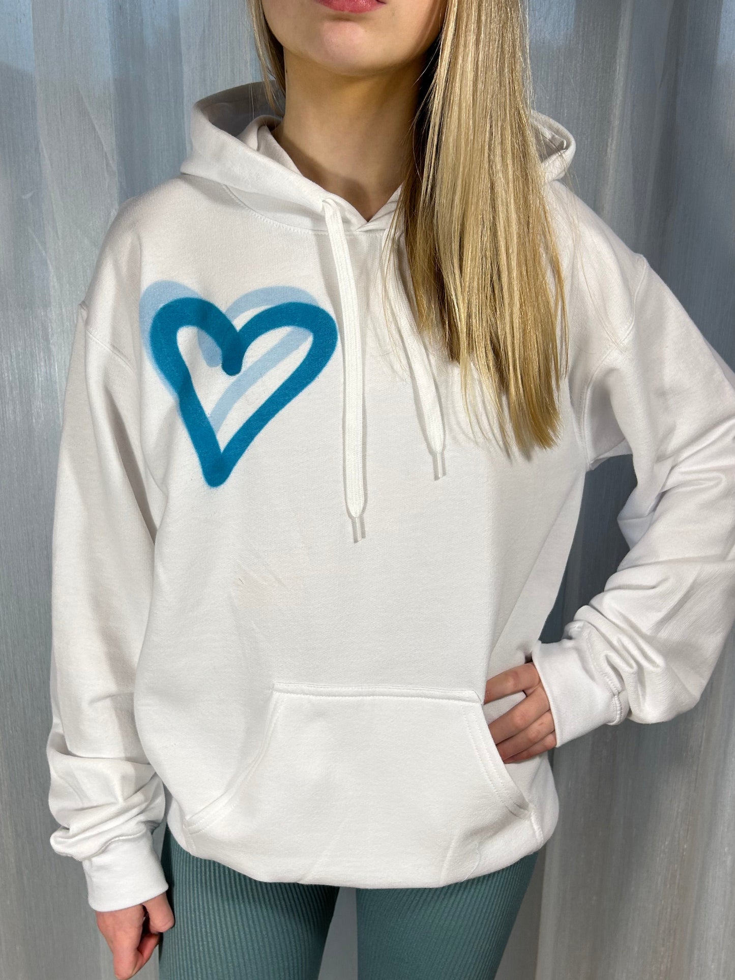 Hoodie with Green Heart Graffiti Spray