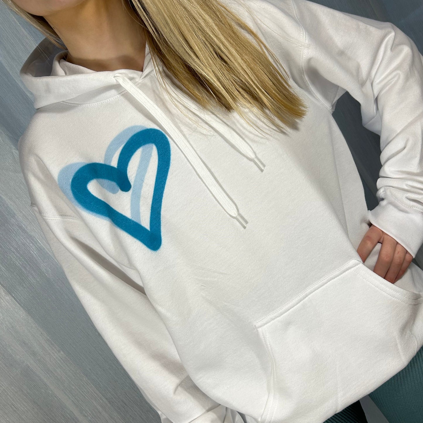 Hoodie with Green Heart Graffiti Spray