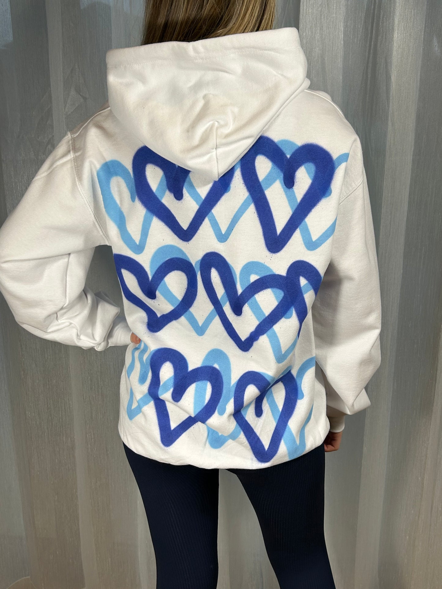 Hoodie with Blue Heart Graffiti Spray