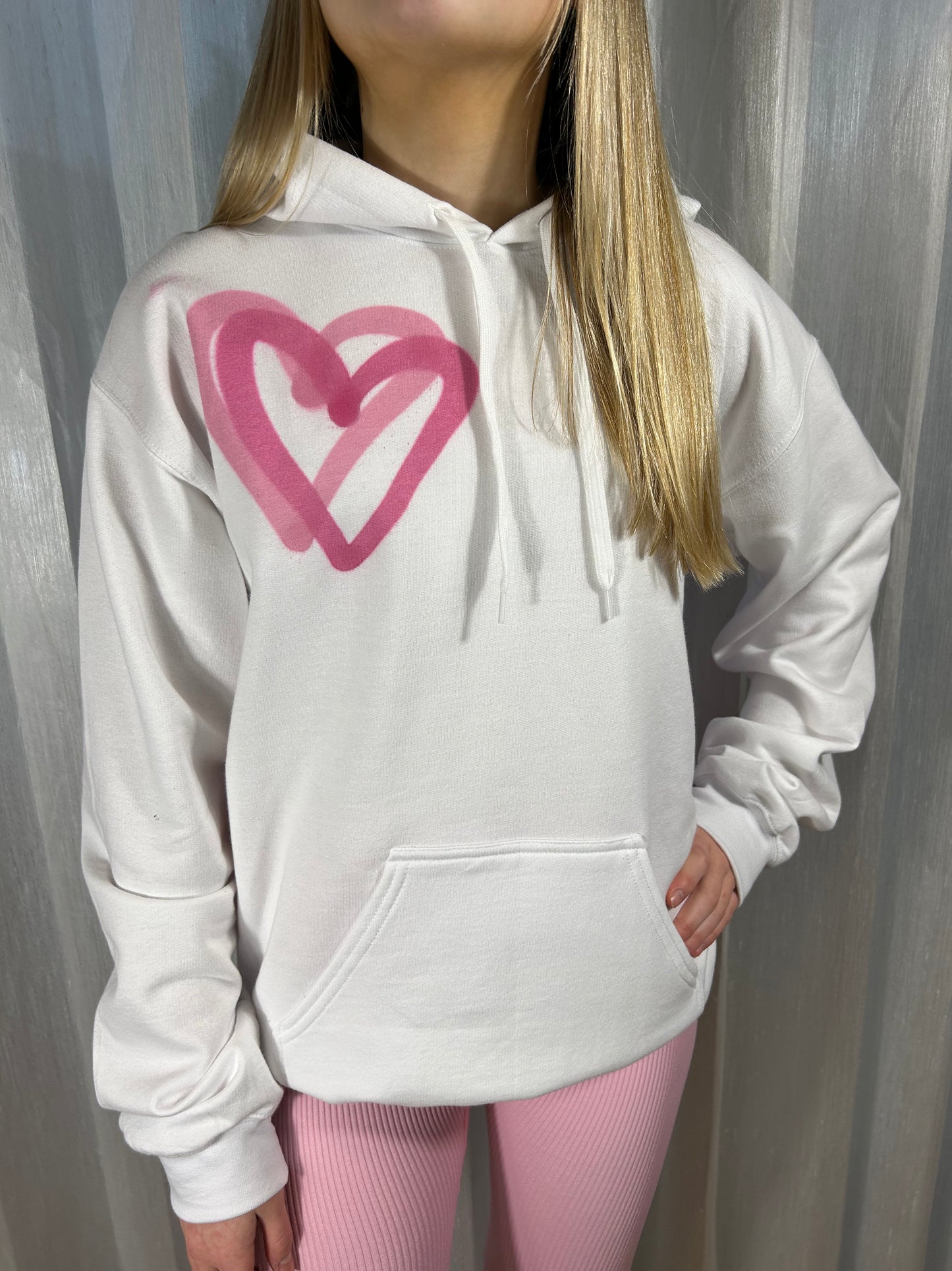 Hoodie with Pink Heart Graffiti Spray