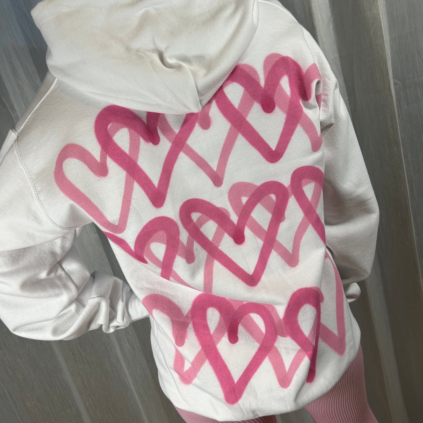 Hoodie with Pink Heart Graffiti Spray