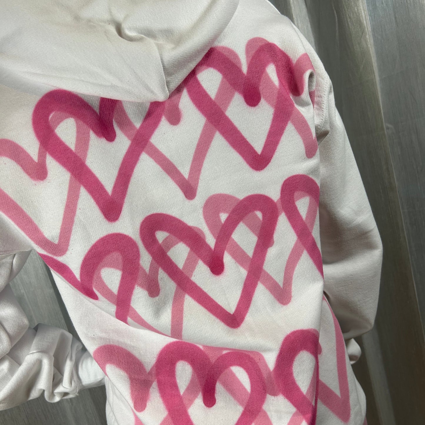 Hoodie with Pink Heart Graffiti Spray