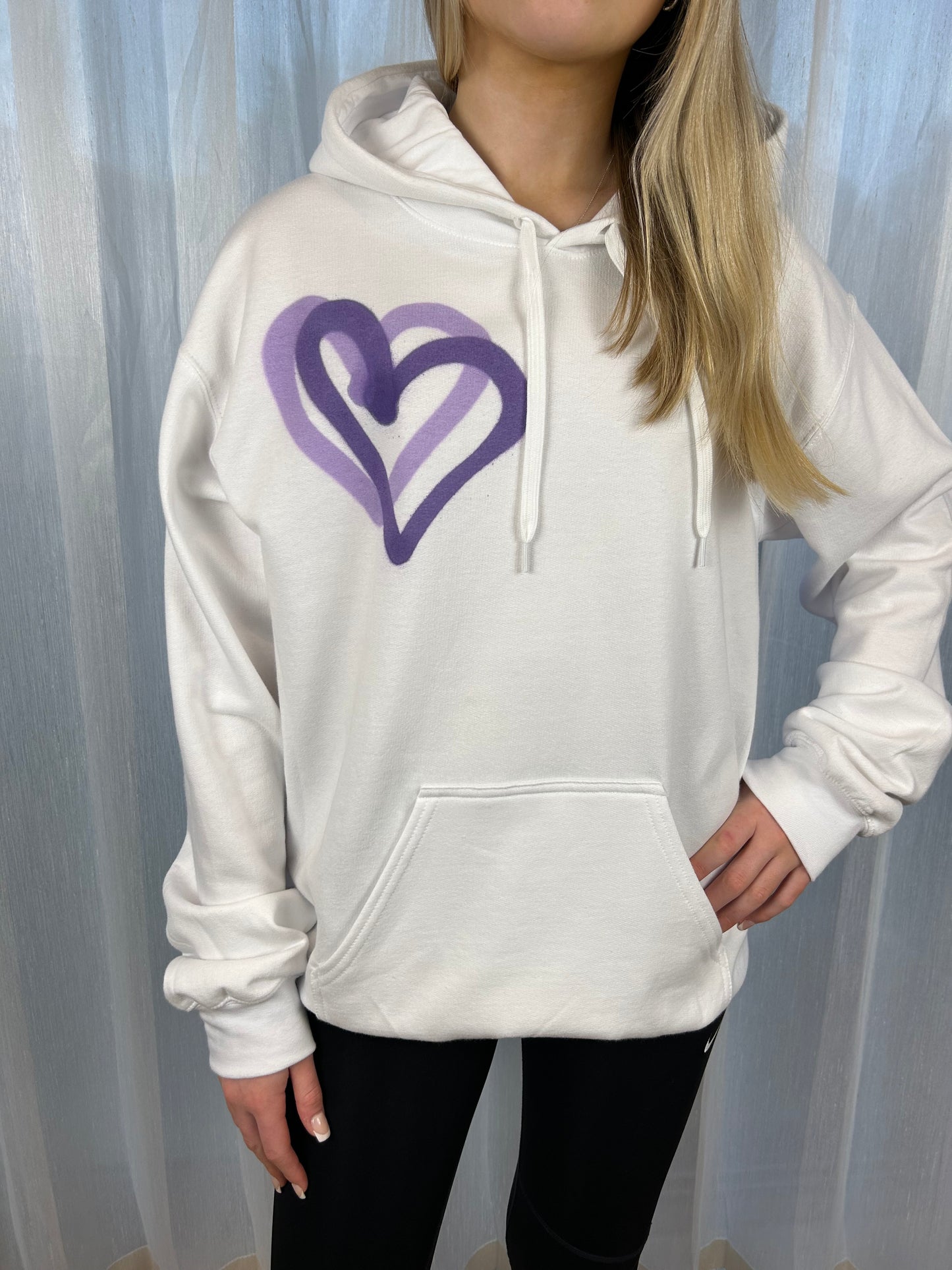 Hoodie with Purple/Lilac Heart Graffiti Spray