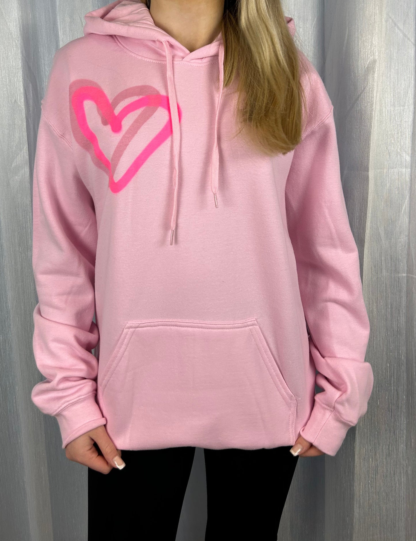 Pink Hoodie with Pink Heart Graffiti Spray