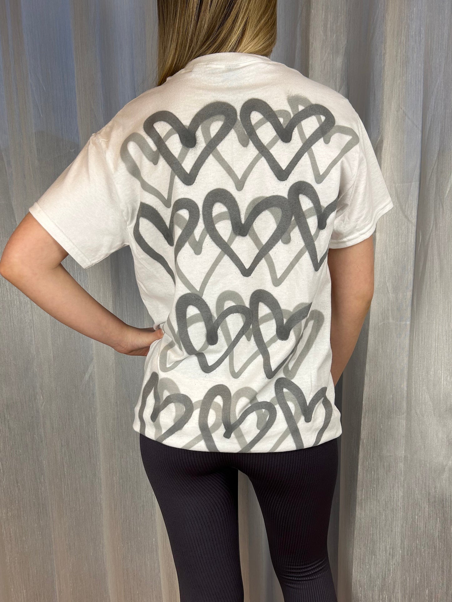 T Shirt with Grey Graffiti Heart Spray