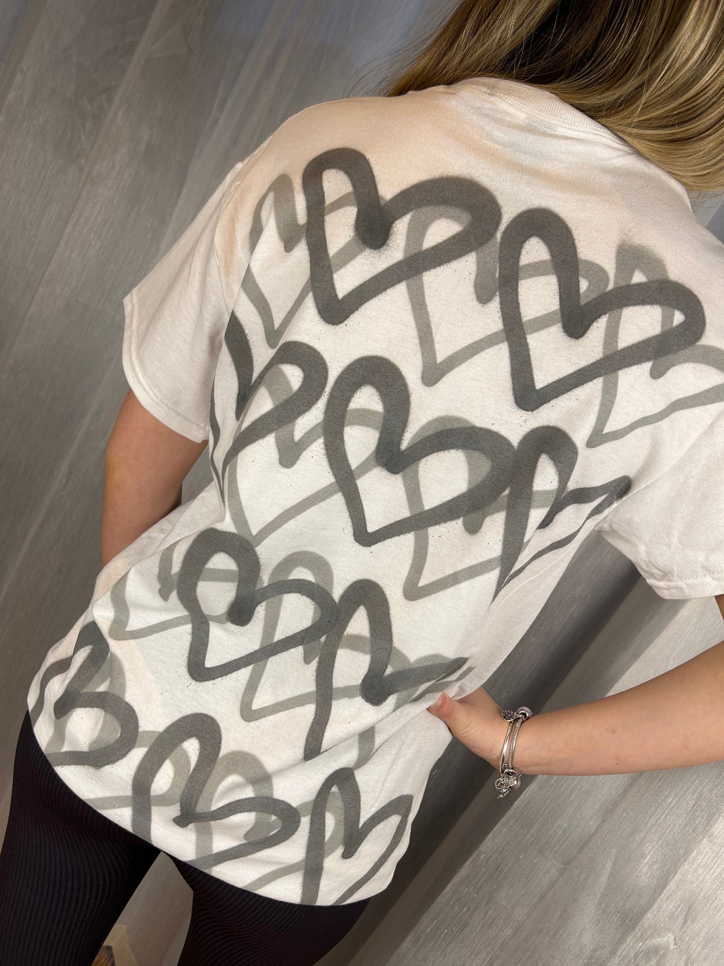 T Shirt with Grey Graffiti Heart Spray