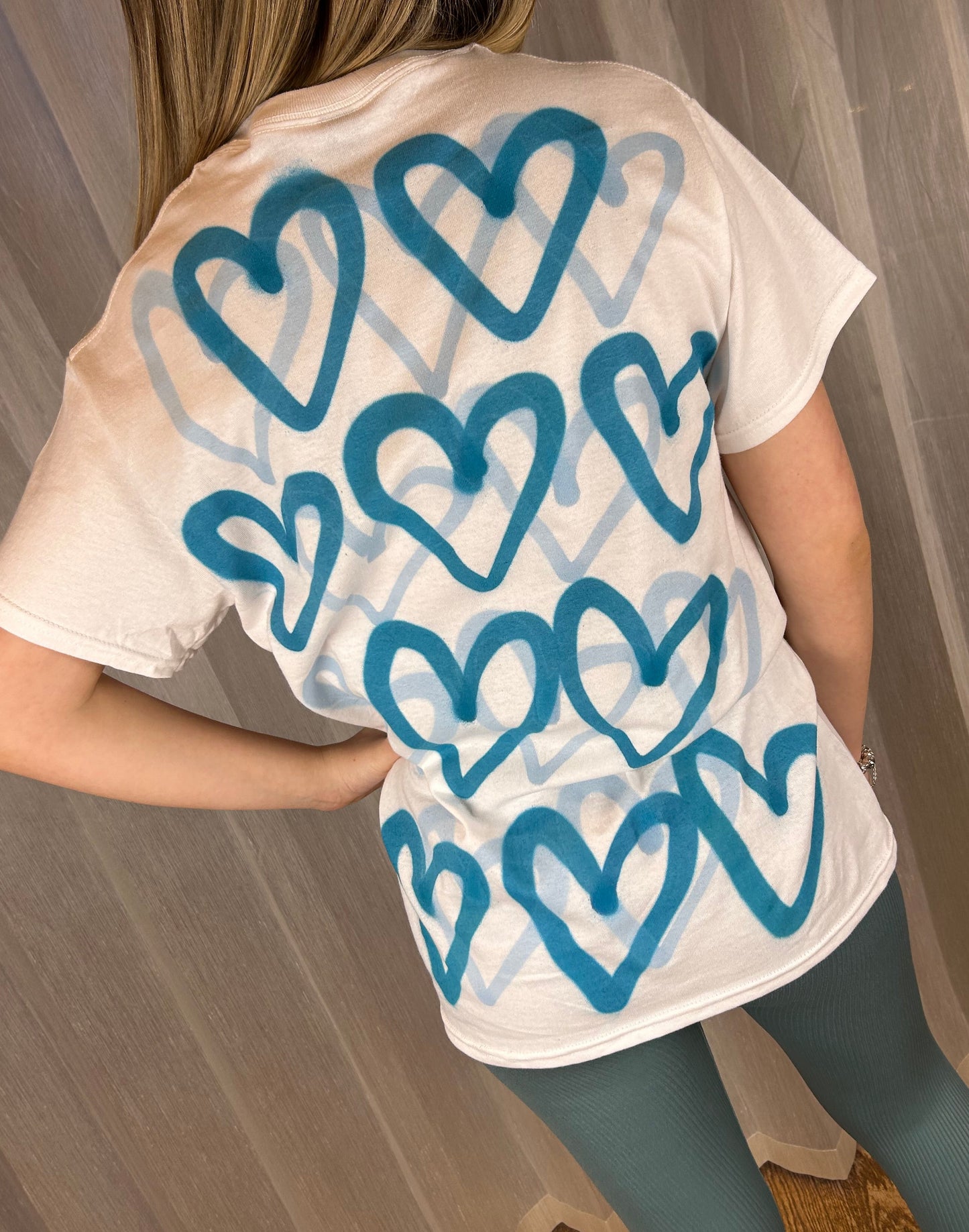 T Shirt with Green Graffiti Heart Spray