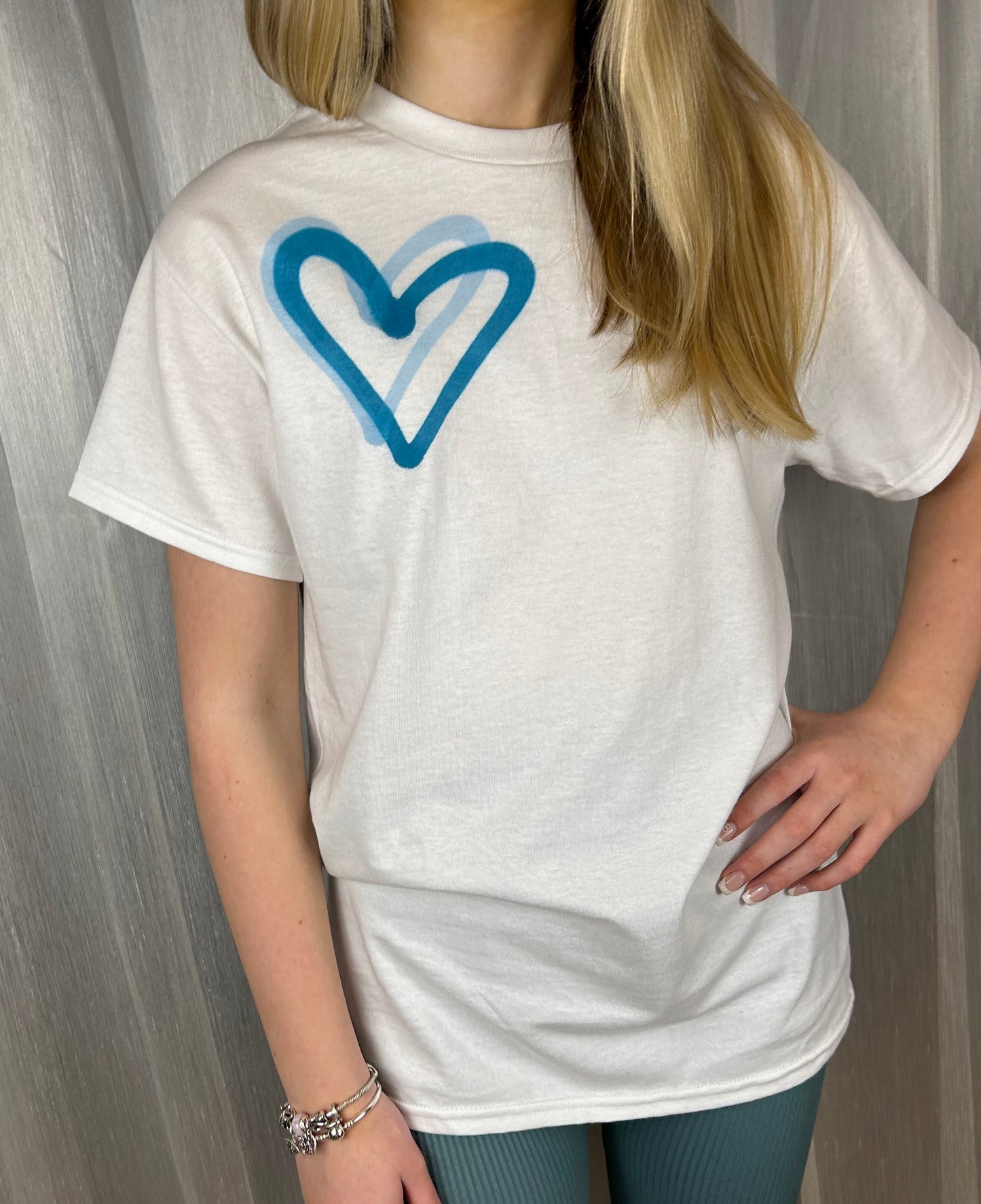 T Shirt with Green Graffiti Heart Spray