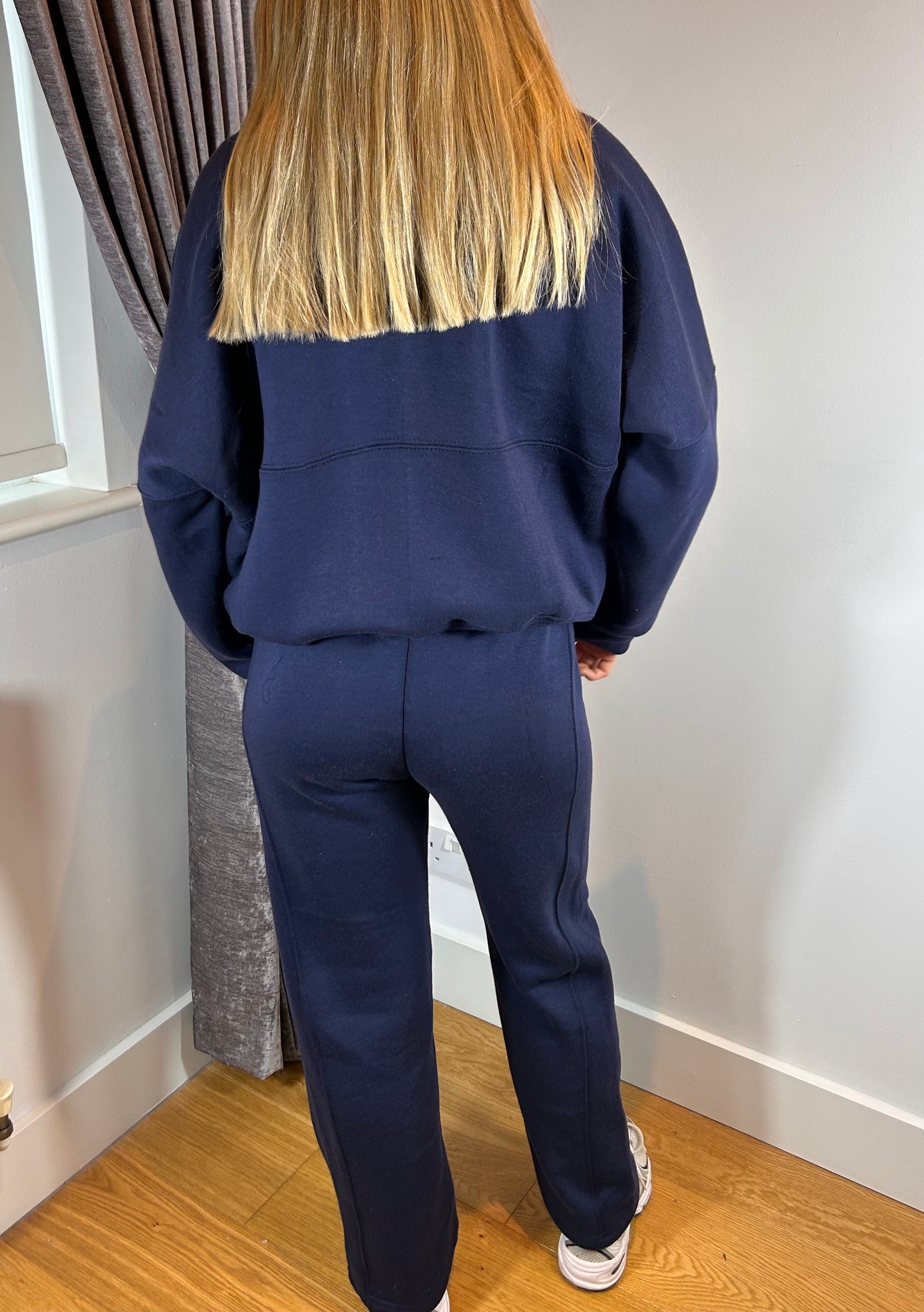 Navy Bomber Co Ord Sweatshirt with Straight Leg Jogger
