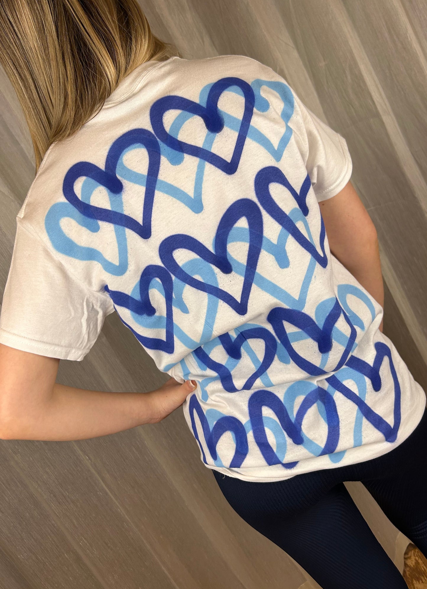 T Shirt with Blue Graffiti Heart Spray