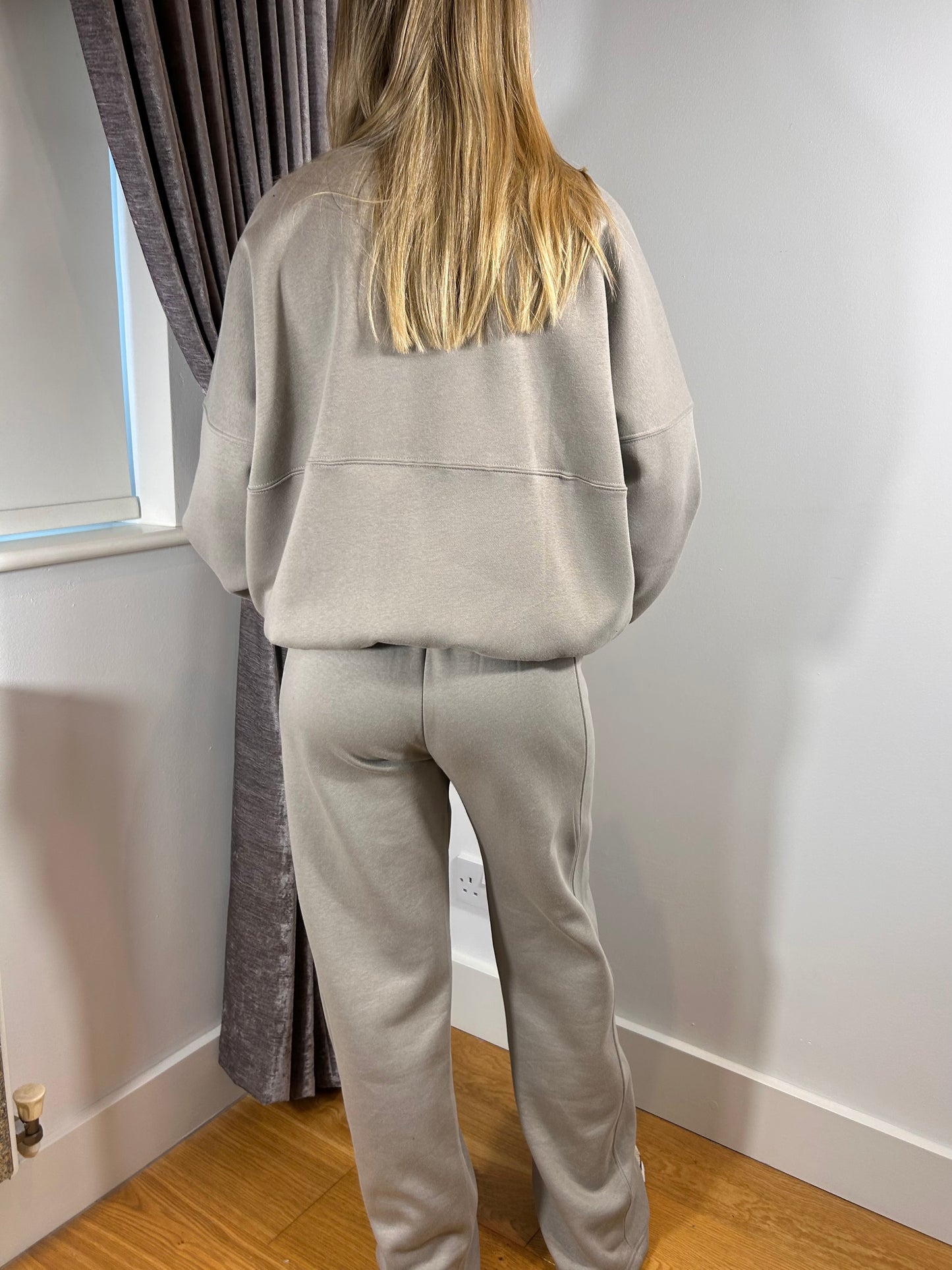 Dove Grey Bomber Co Ord Sweatshirt with Straight Leg Jogger