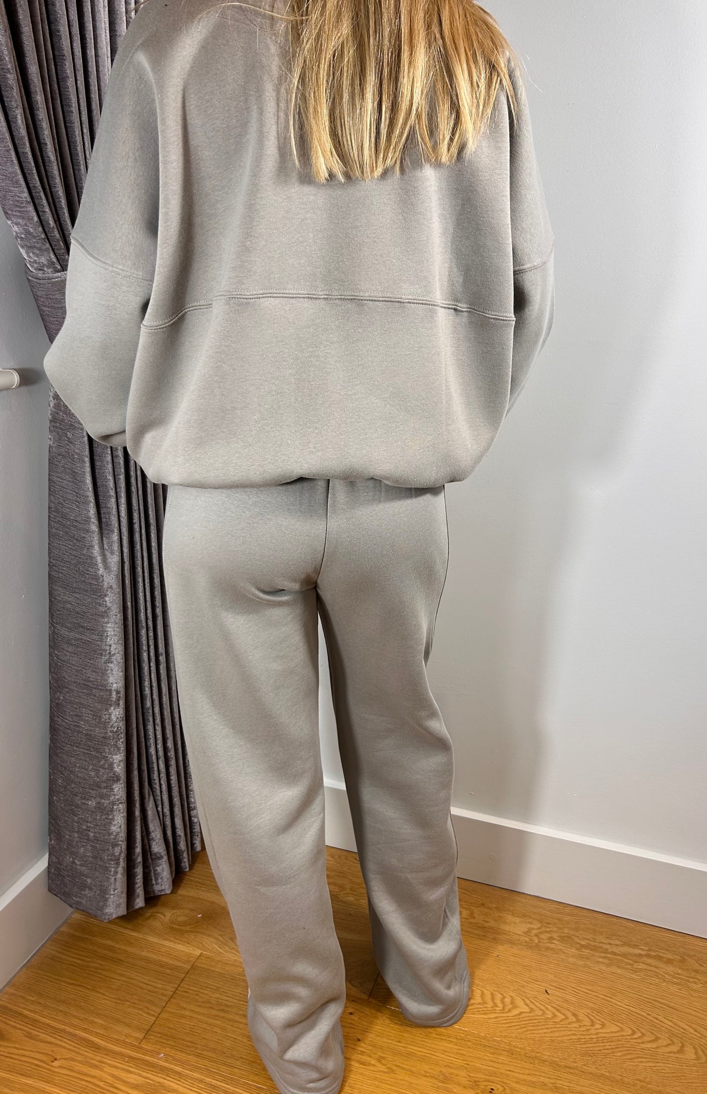 Dove Grey Bomber Co Ord Sweatshirt with Straight Leg Jogger