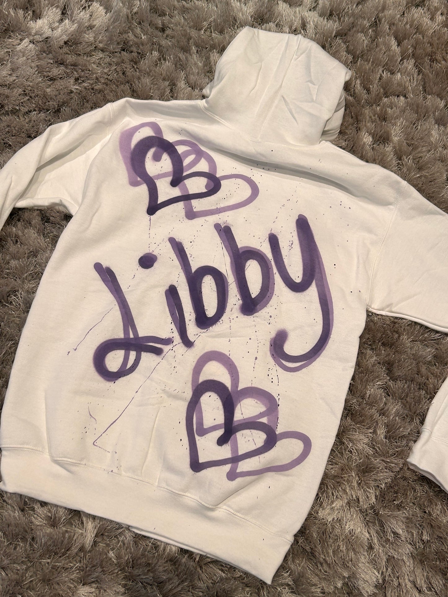 Personal NAME Graffiti Spray Hoodie with Hearts - Various Colours