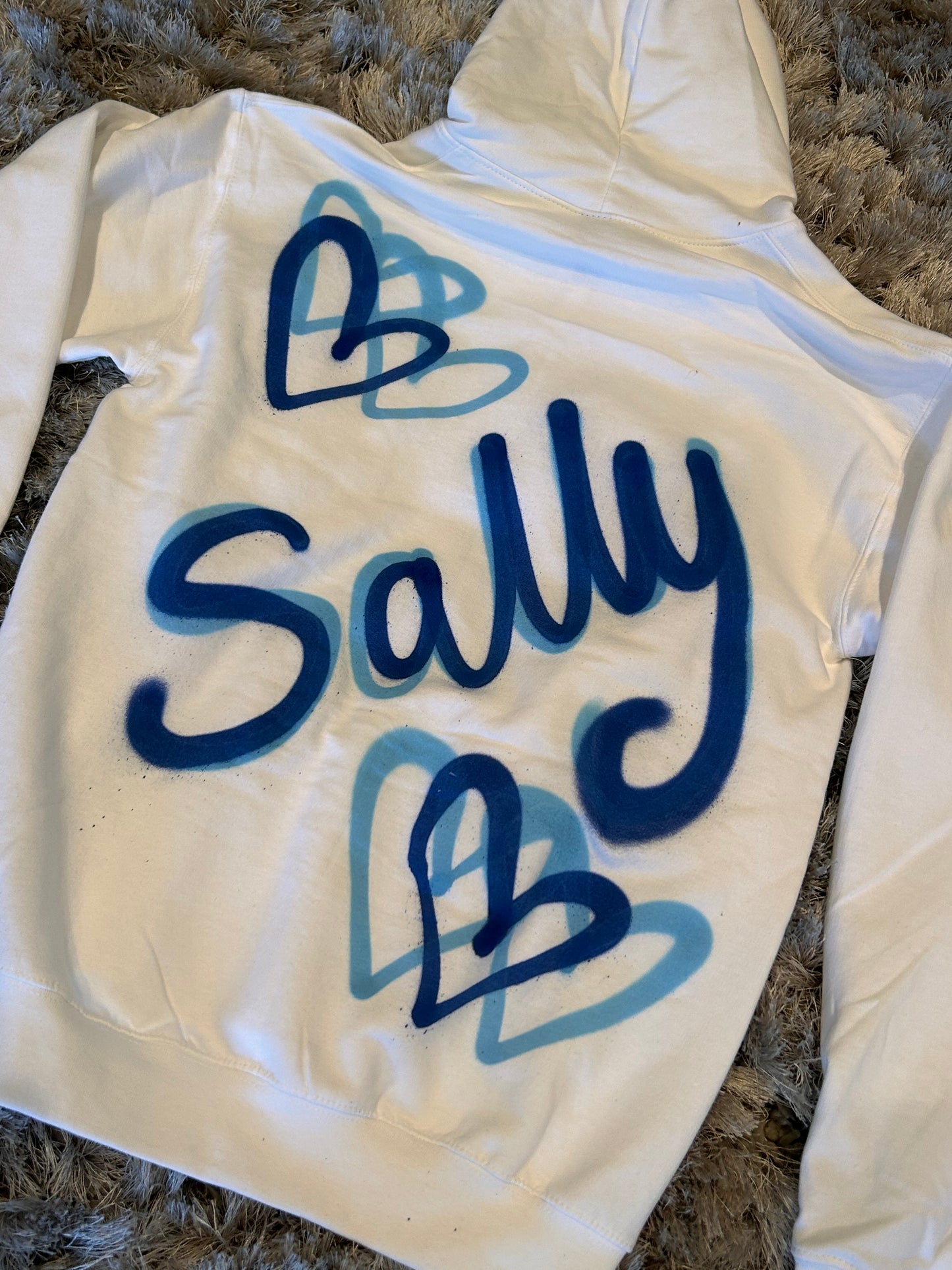 Personal NAME Graffiti Spray Hoodie with Hearts - Various Colours